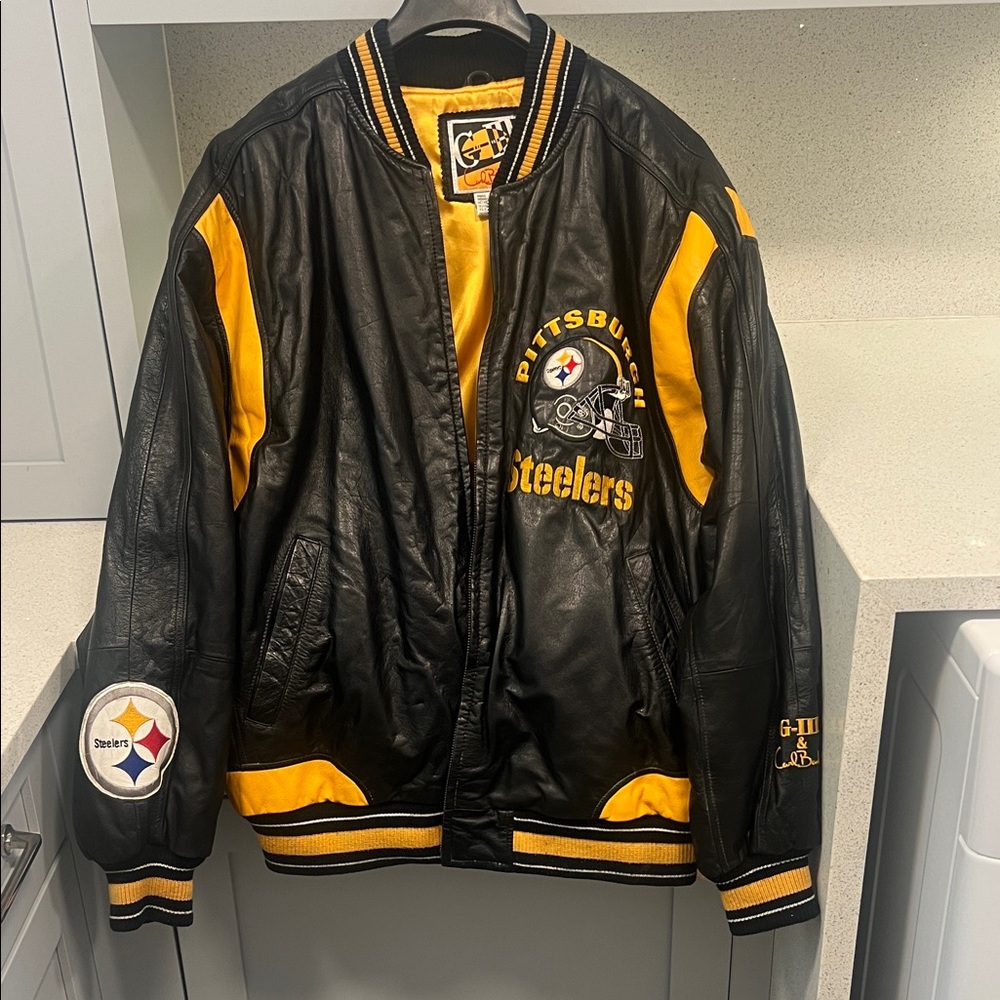 G-III Sports Pittsburgh Steelers Black and Gold Bomber Jacket